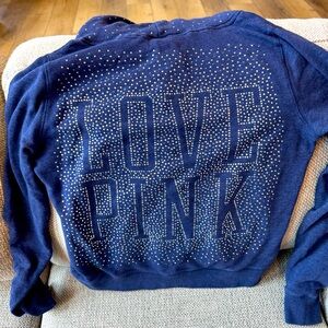 Vintage 90s PINK Victoria Secret sweater zip navy Rhinestone jacket
